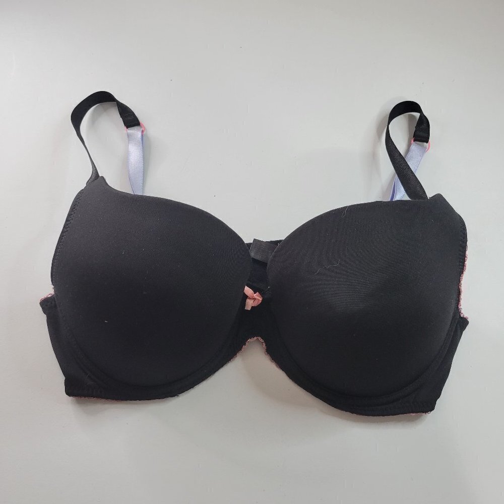 XoXo Lace Trim Adjustable Strap Padded Push Up Bra 36D Women Black